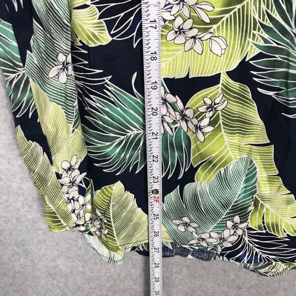 Panama Jack Top Womens Plus 1X Green Linen Palm‎ Resort Tropical Vacation Shirt - Picture 7 of 11